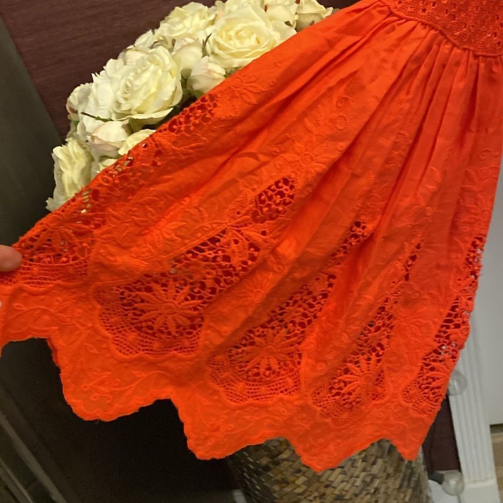 Free People Red Lace Bell Sleeve Top - Picture 8 of 15